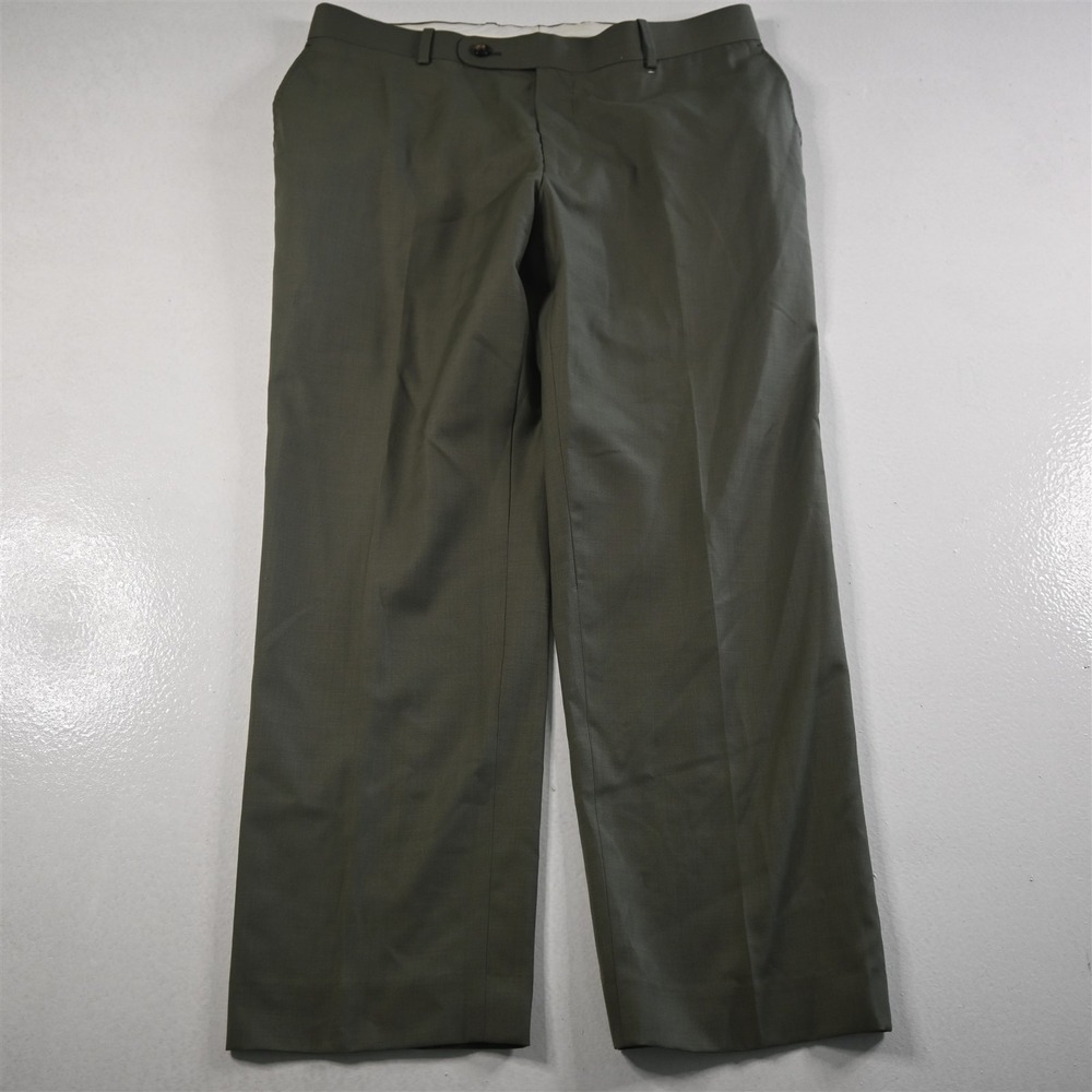 Trunk Club Custom 33x28 Green Wool Flat Front Straight Mens‎ Pants